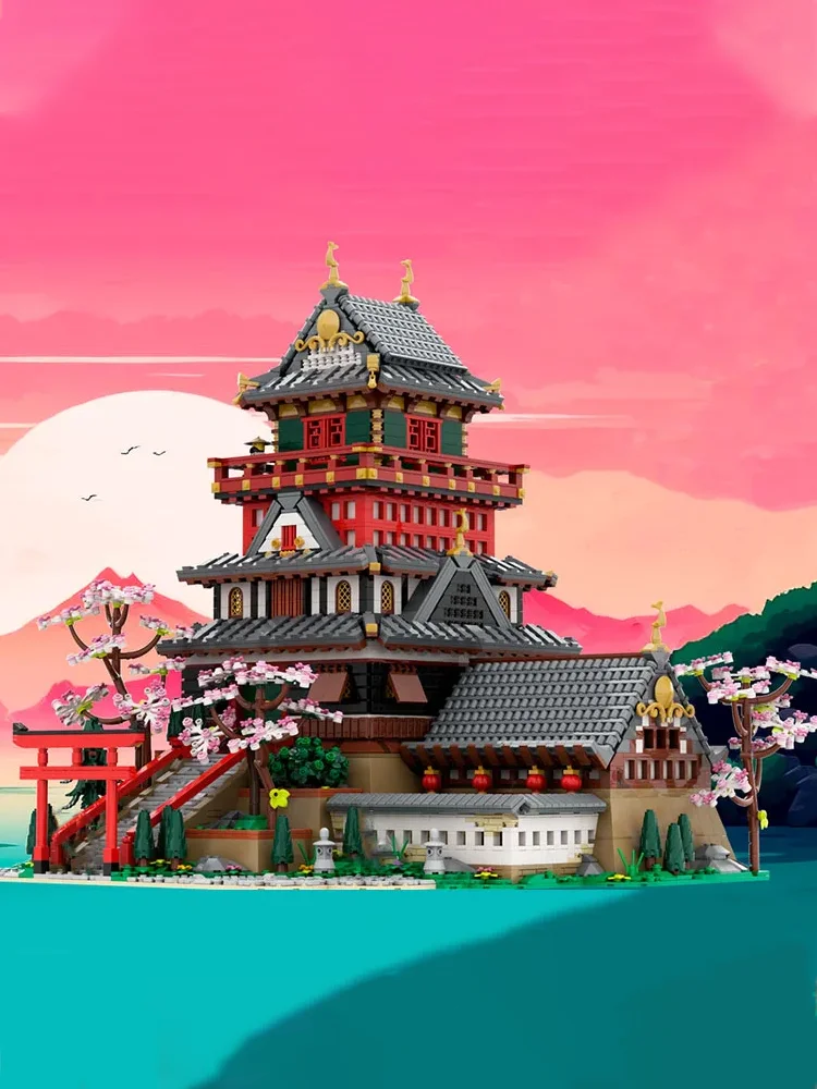 Neue 6618 Teile MOC Japanische Samurai Tempel Schloss Bausteine Modell Montage Spielzeug Pädagogisches Urlaub Geschenk