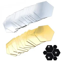 12Pcs 3D Acrylic Mirror Wall Sticker Home Decor Hexagon Decorations DIY Removable Living-Room Decal Art Ornaments For Home