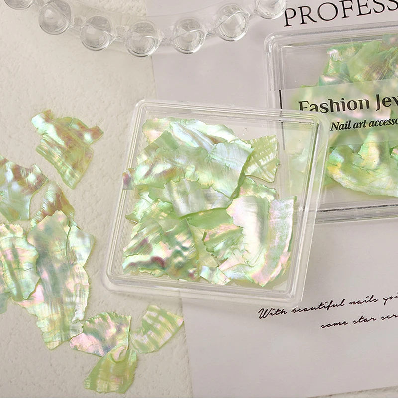 Ultradünne Große Natürliche Abalone-Muschelscheiben mit Unregelmäßiger Aurora-Optik für Nagelkunst-Dekorationen, DIY-Maniküre-Zubehör, 1 Box – Detail 5