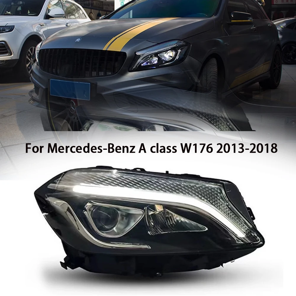 

Передние Автомобильные фары для Benz A Class W176, фары 2013-2018 A180 A200, фонари для дневных ходовых огней в сборе, подключи и работай