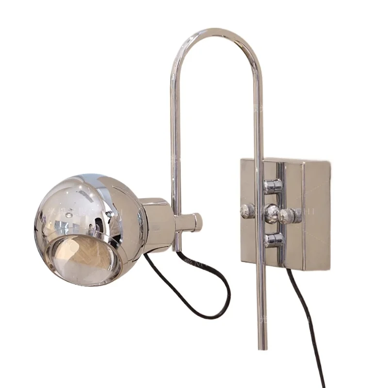 Simple Silver Eyeball Wall Lamps Bedroom Bedsides Studio Adjustable Rotating Antique LED Wall Sconces Lighting for Living Room