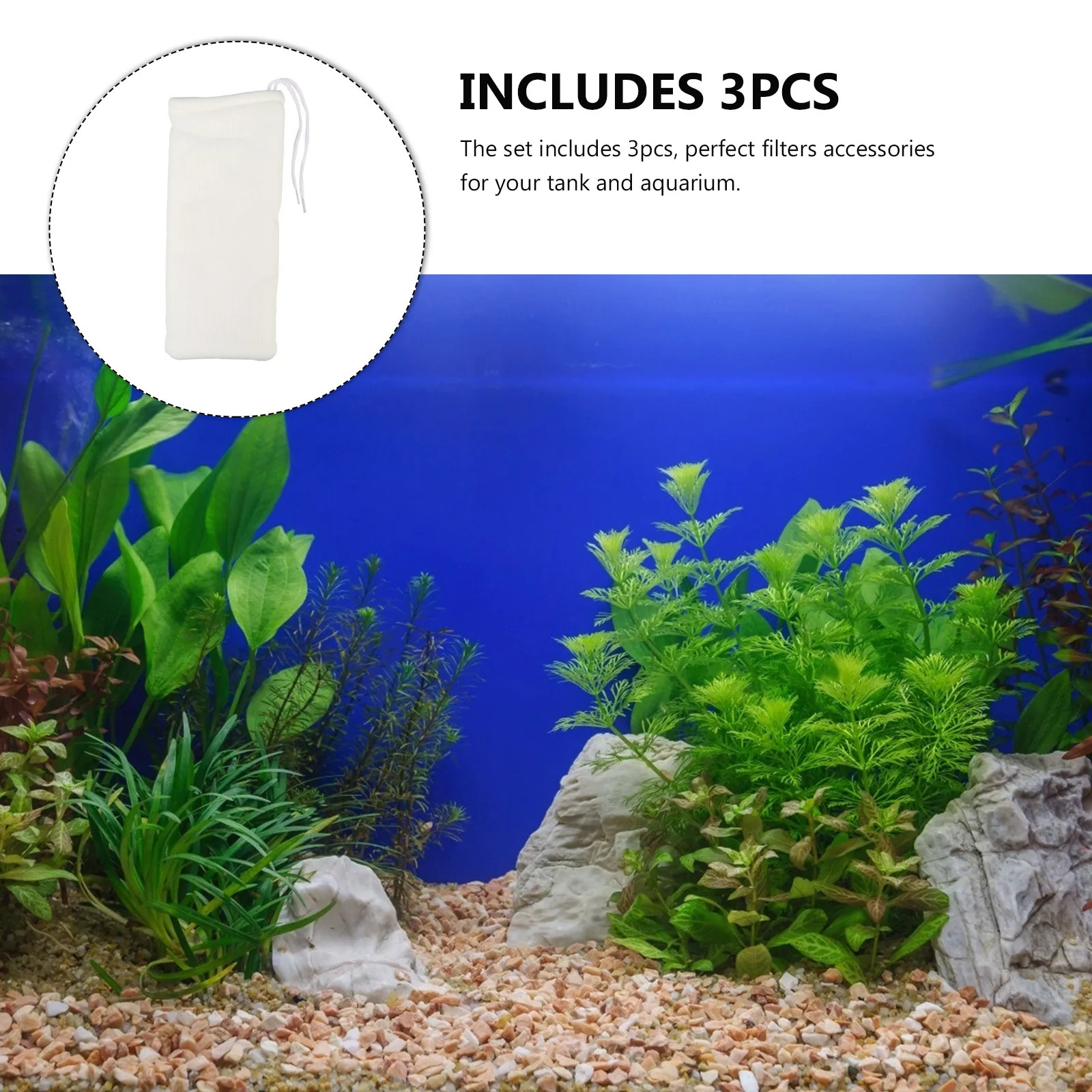 

3Pcs Aquarium Filtration Blanket Bags Durable Reusable Fish Tank Biological Filtration Tools Aquatic Bags for Fresh