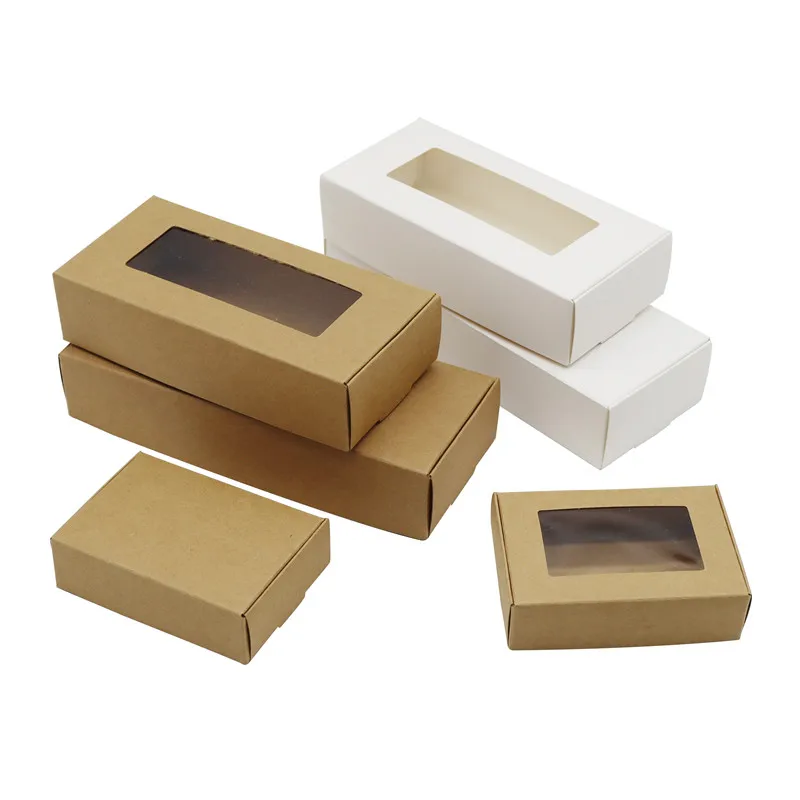 50pcs DIY Kraft Multi Size Cute Square Kraft Packaging Box Wedding Party Favor Supplies Handmade Soap Chocolate Candy Gift Box