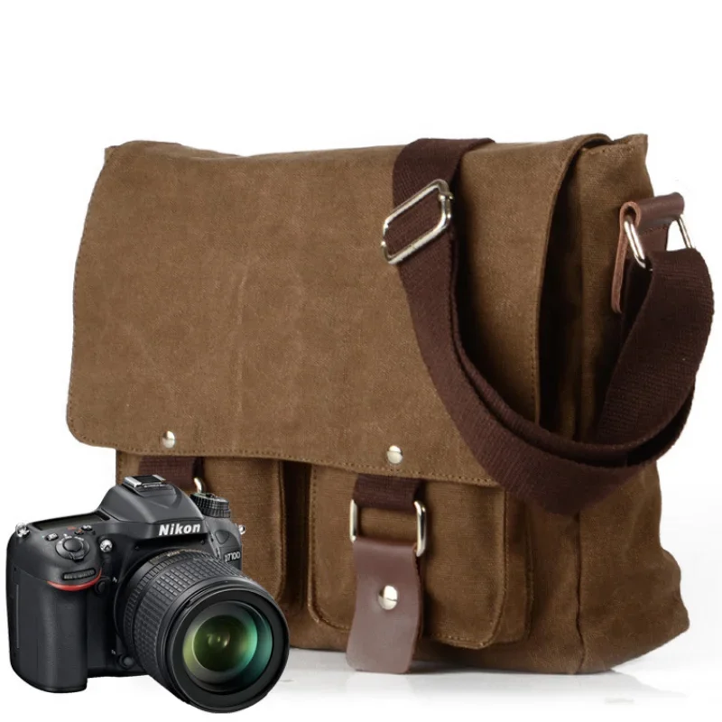 Casual Canvas Crossbody Bag Outdoor Photography Bag DSLR Camera Bag