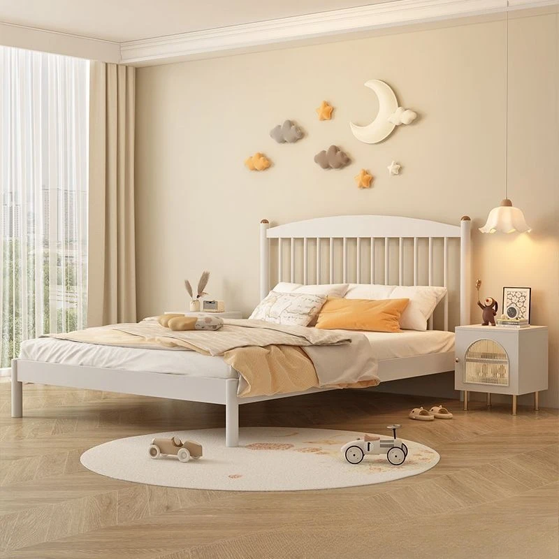 

Nordic full solid wood bed modern simple log 1.8 meters double bed 1.5 master bedroom e****mical princess storage bed