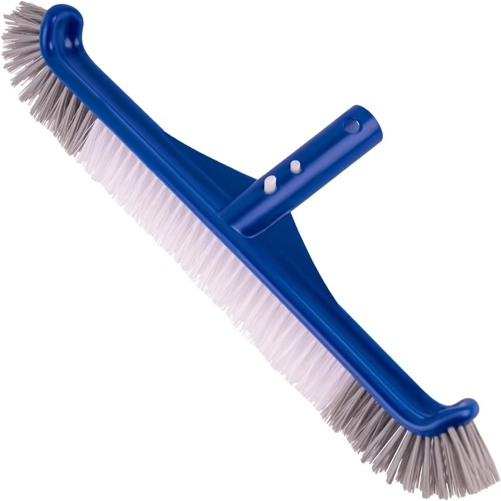 17 Inch Pool Brush with Rubber Head Nylon Bristles and Thickened Plastic Frame Suitable for Various Pool Types