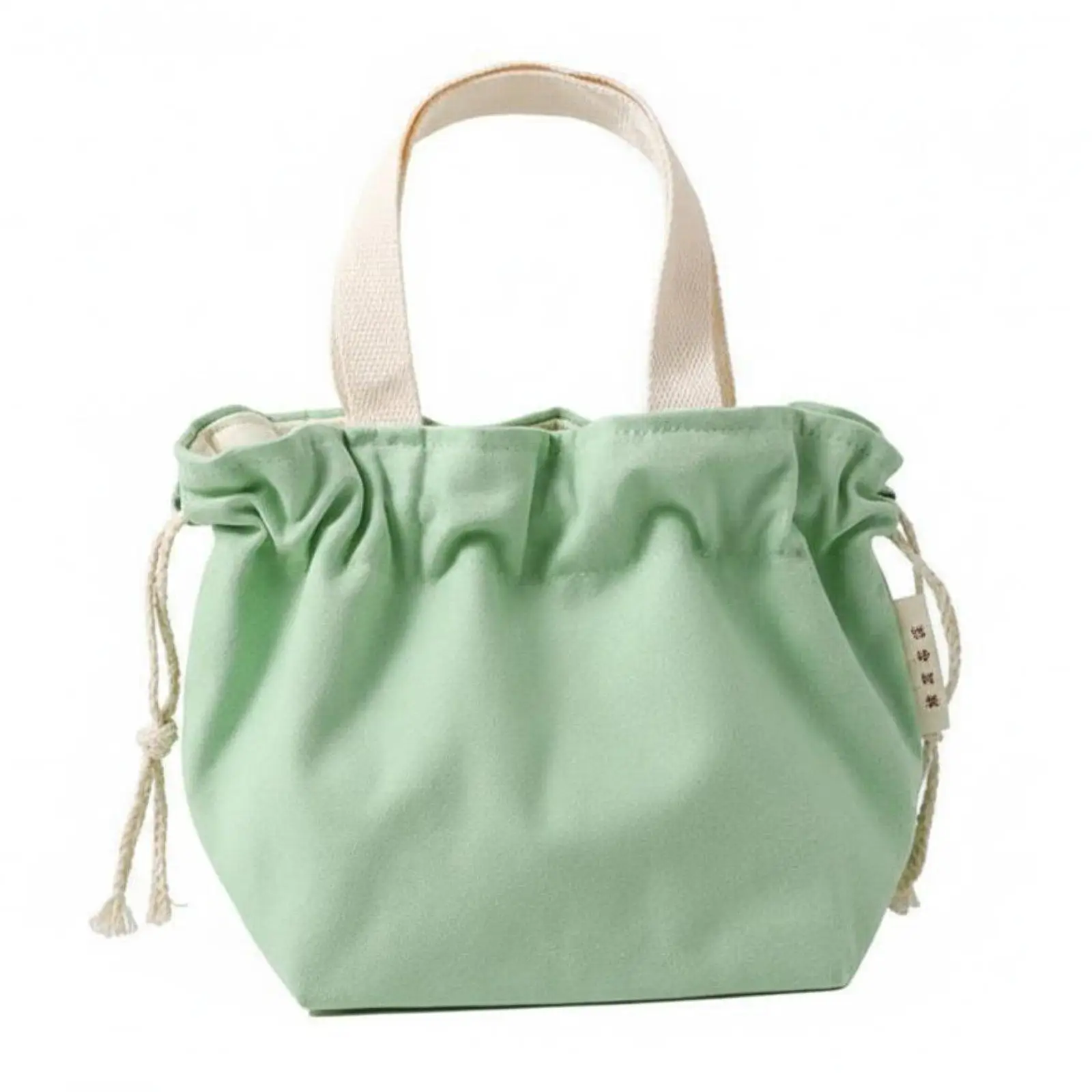 Durable Canvas Lunch Pouch Handbag Drawstring Bento Tote for Office Cute Snack Storage Bag