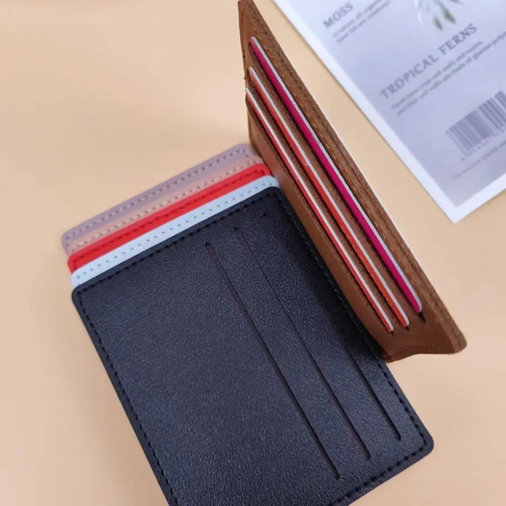 Effen Kleur Pu Lederen Kaarthouder Multi-Positie Koreaanse Stijl Id Creditcard Case Buse Card Case Handtas Korte Kaart Tas Reizen