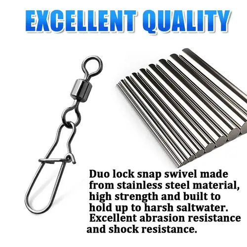 Imagen 2 del producto FishTrip Pesca Snap Giratorios Giratorios con Duo Lock Snap Acero inoxidable Resistente a la corrosión Recubrimiento de níquel negro
