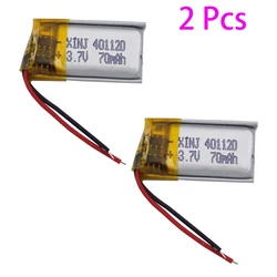 2Pcs 3.7V 70mAh Rechargeable Li Lipo Battery 401120 For Headset MP3 GPS Camera Driving Recorder Bluetooth Speaker Recording Pen