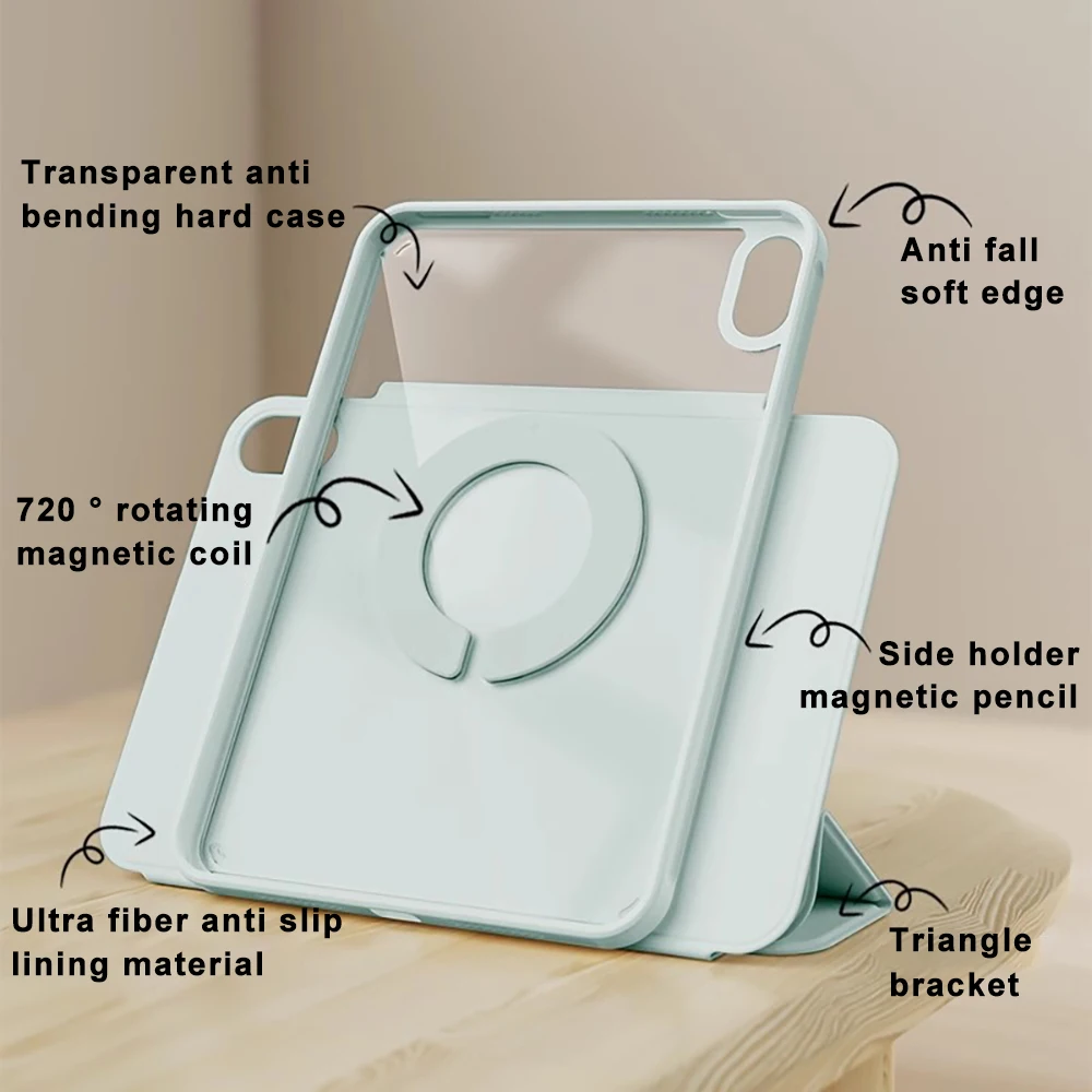 Capa magnética para ipad mini a17 pro, capa para ipad mini 7 8.3 polegadas tablet mini 6 inteligente dobrável capa folio