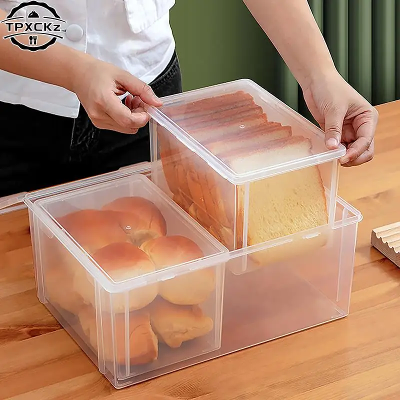 Bread Container Storage Box Kitchen Dispenser Bread Boxes Baking Bread Cake Containers Airtight Box Refrigerator Clear Kitchen