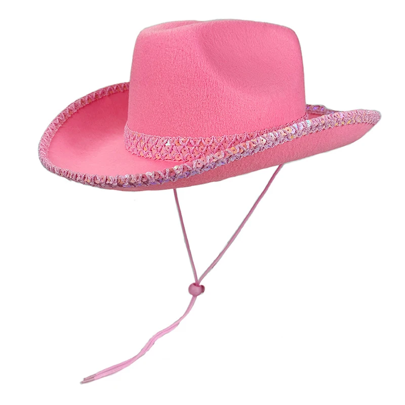 

Women Men Sequin Cowgirl Hat Sparkly Western Cap Wide Brim Sun Hat for Outdoor Party Stage
