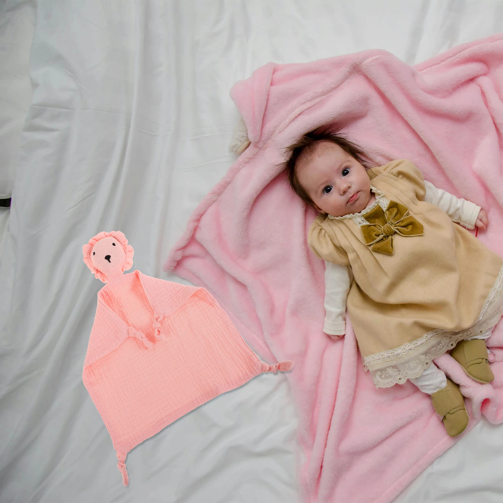 ผ้าห่มมัสลิน Lovey Fox ผ้าห่มนุ่มสบาย ผ้าห่มระบายอากาศ สำหรับเด็กแรกเกิด เด็กวัยหัดเดิน ช่วยให้นอนหลับ ผ้าห่มกอด สีน้ำตาล