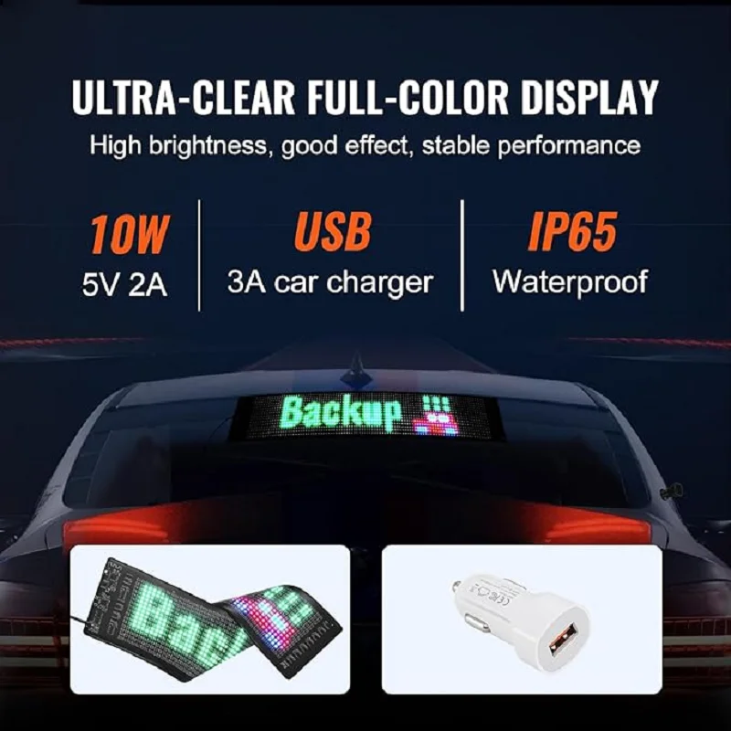 5V USB LED Matrix Pixel Panel Light Bluetooth App Control Scrolling Advertising LED Car Sign Animation Programmable For Car Shop