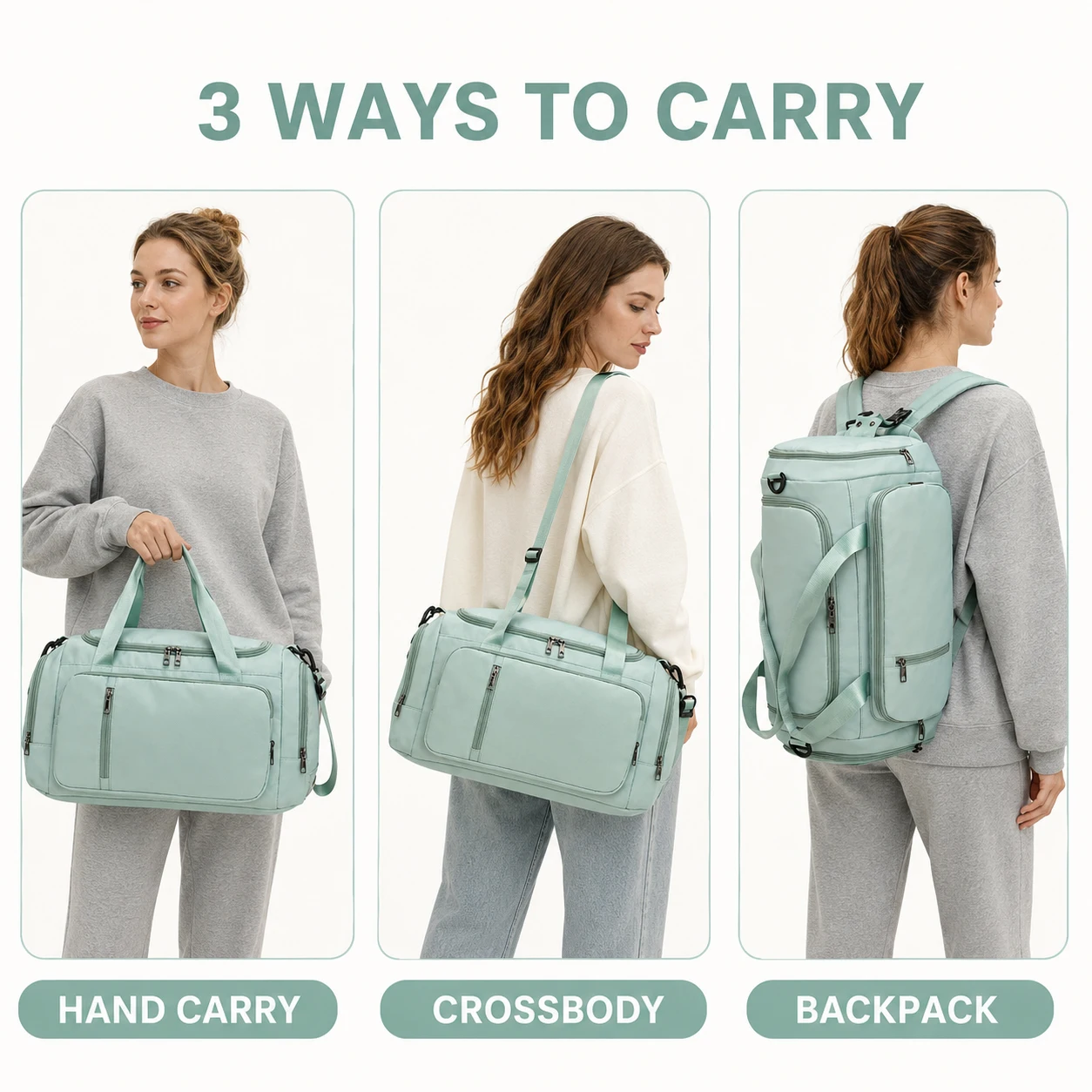 Gym Bag with Shoe Compartment for Women and Men Multipurpose Travel Duffel Backpack Luggage Sleeve Fitness Sport Overnight Trips