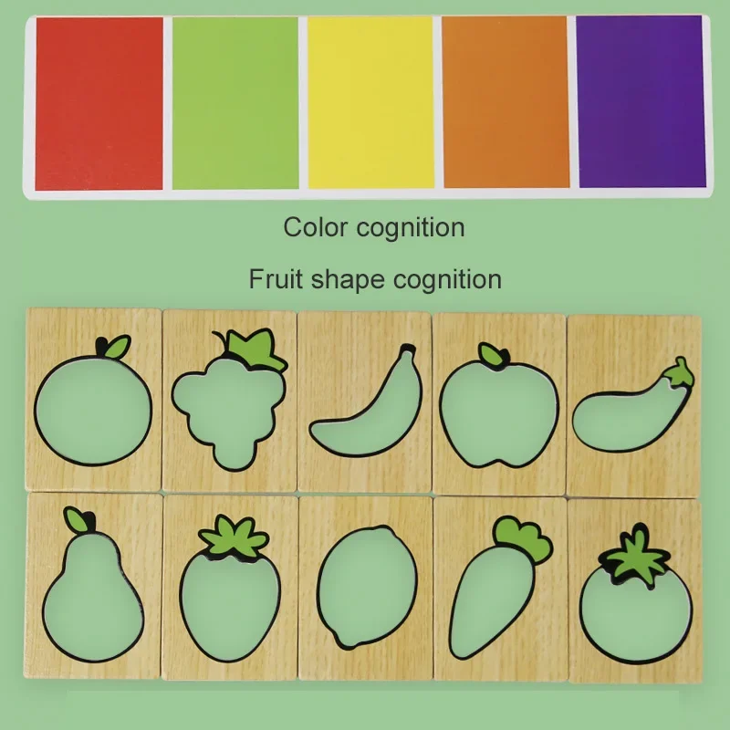 En bois Montessori éducation précoce fruits légumes appairage enfants jeu de reconnaissance des couleurs jouets éducatifs pour les enfants