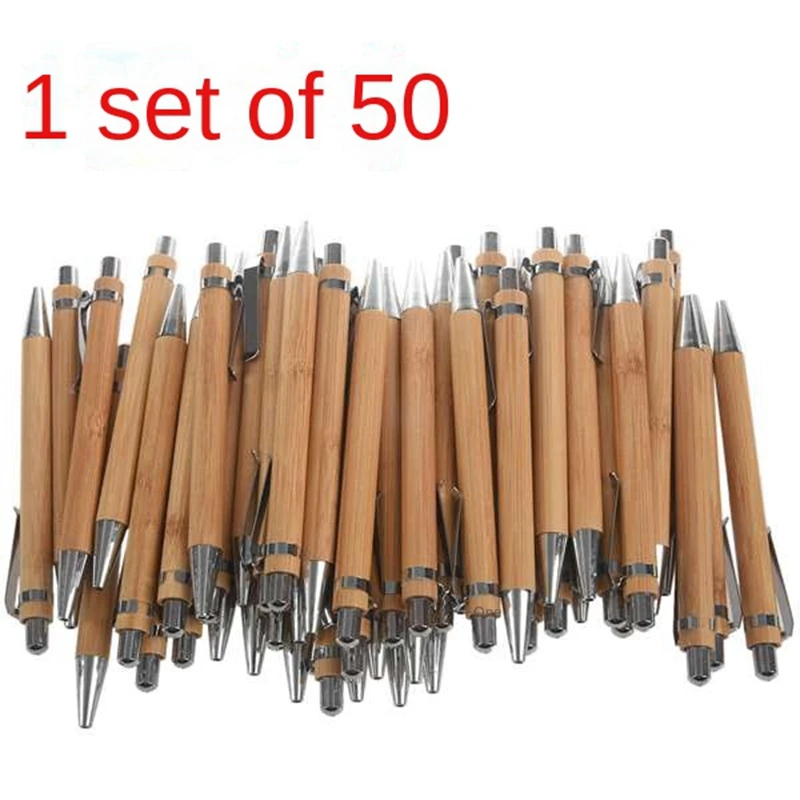 1Set pulpen bambu pena iklan perlindungan lingkungan pena alat menulis