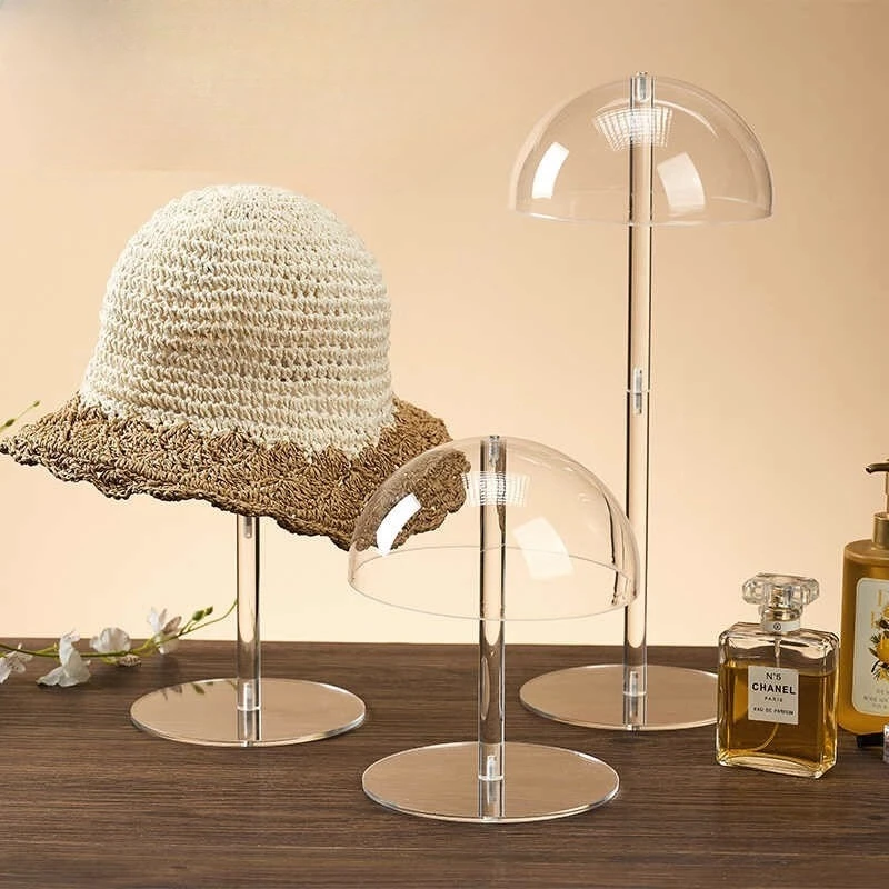Acrylic Hat Display Stand Retail Store Headwear Holder Simple Cap Organizer and Storage Solution for Clothing Boutique Display