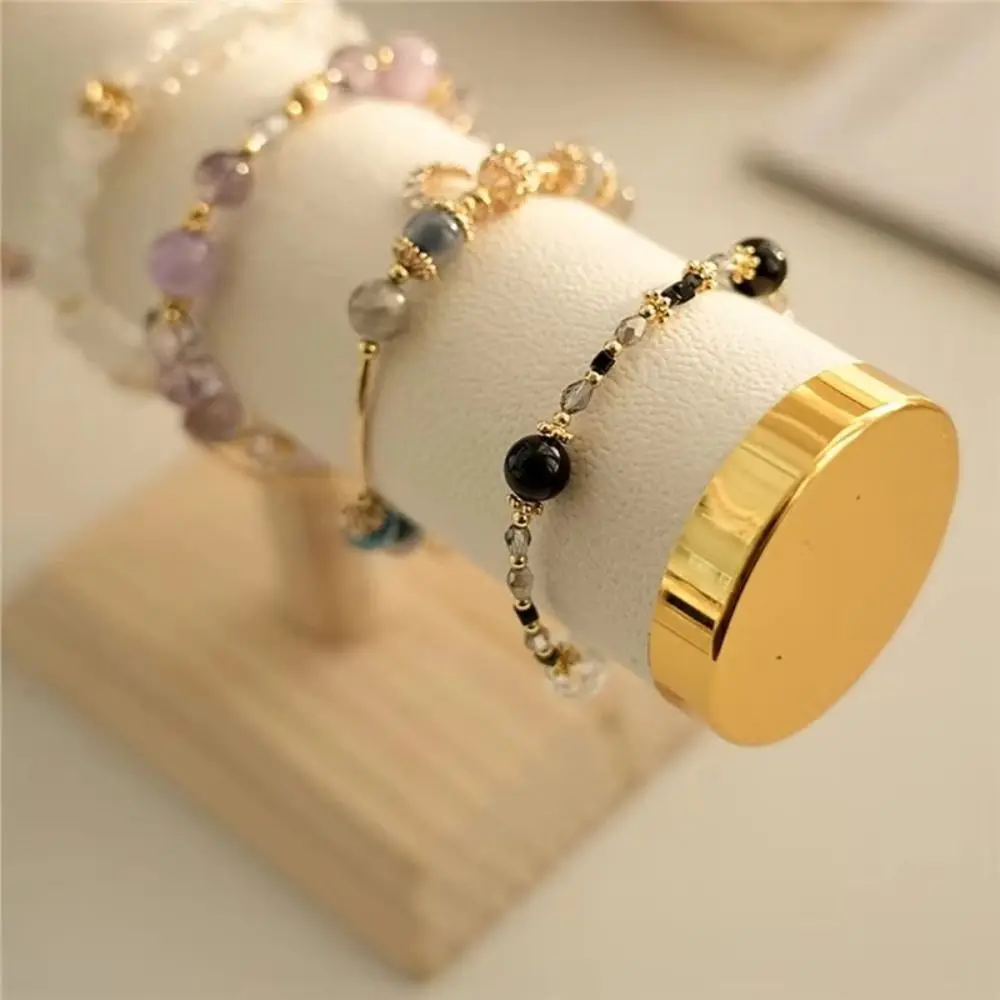 T-bar Bracelet Display Stand Wooden Hairband Watch Jewelry Rack Holder Organizer Rack Gold Color Jewelry Storage Stand