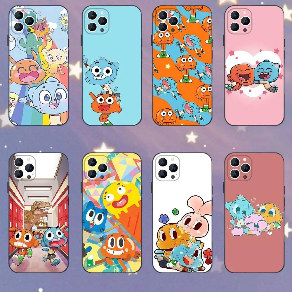 

G-Gumball And D-Darwin Phone Case For iPhone 17,16,15,14,13,12,11,Pro,XS,Max,XR,Plus,E,SE4,Mini Black Soft Cover
