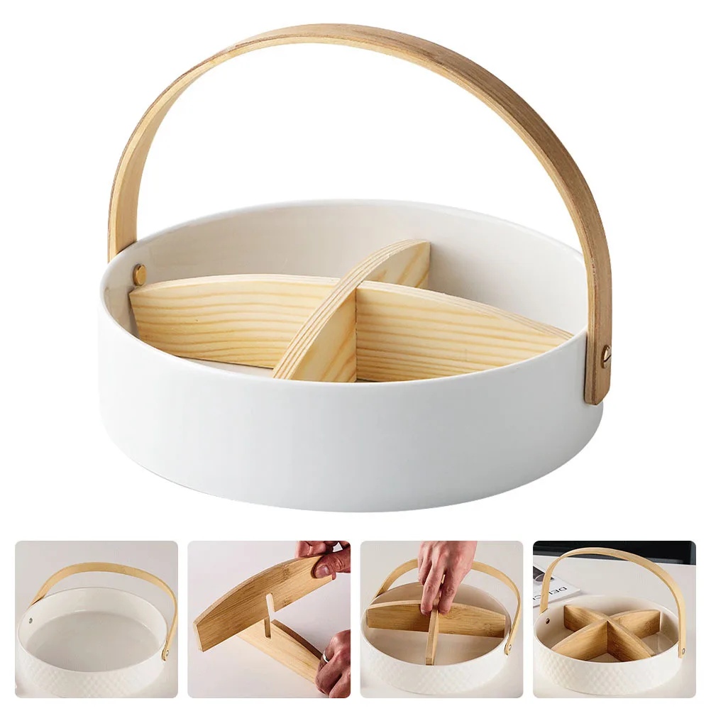 

1Pcs Dry Fruit Storage Tray White Multi-Compartment Snack Holder for Home Candy Nuts Cookies Organizer Food Container