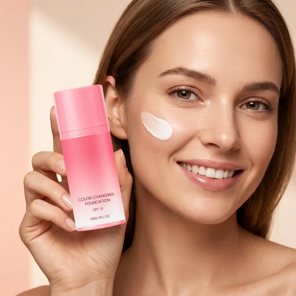 Color Changing Foundation Automatic Skin Tone Matching SPF 15 Moisturizing Smooth Easy Blend Breathable Non Greasy Base Makeup