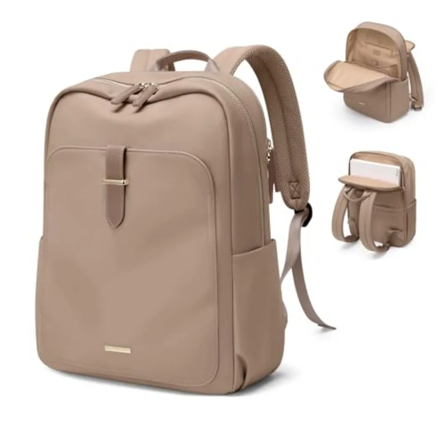 

Laptop Backpack for Women, Casual Work Busess Backpacks Purse Carry on Travel Backpack,,Champagne Brown