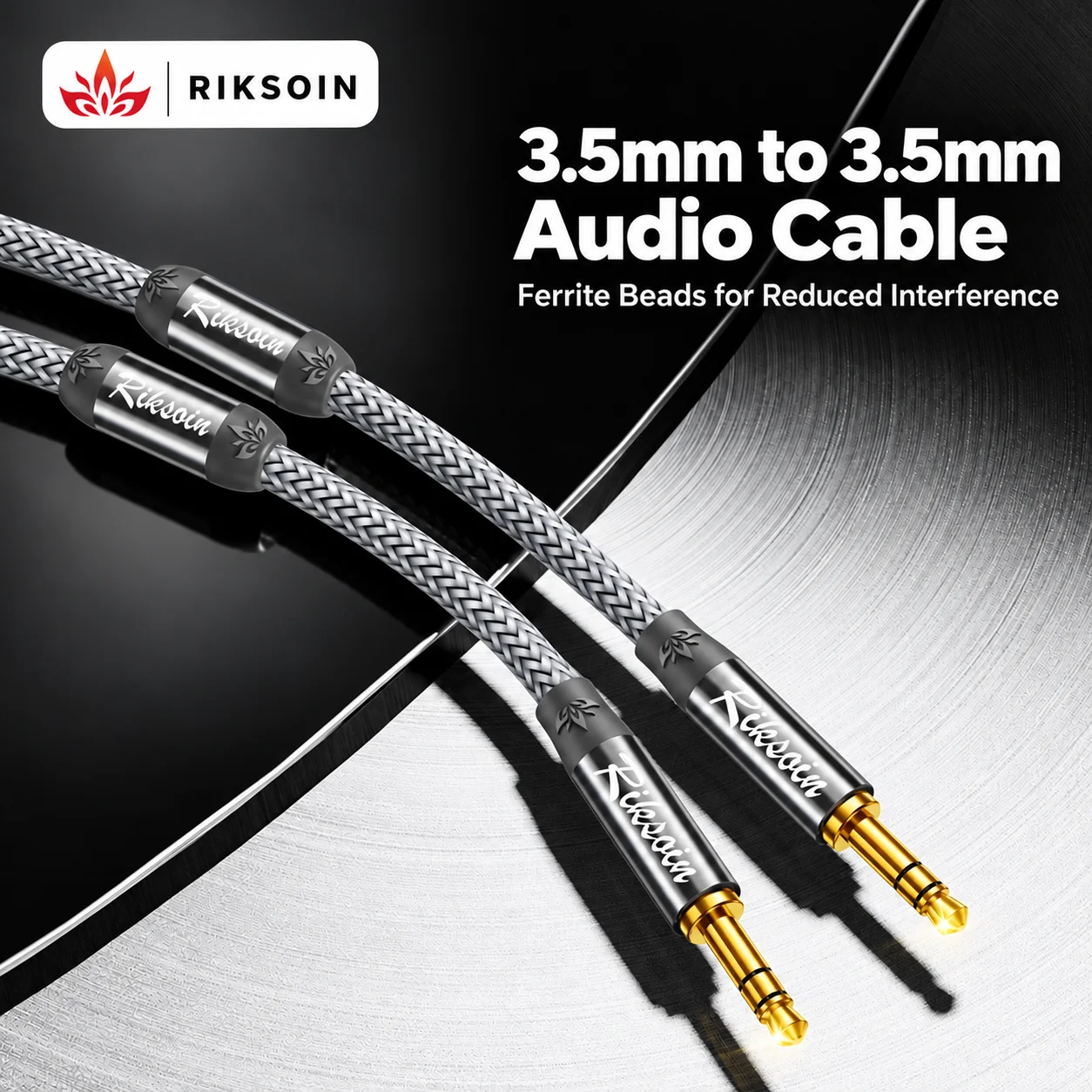 Riksoin 3.5mm Audio Cable, TRRS to 3.5mm Stereo Aux with Mic & Upgraded Noise-Cancelling 