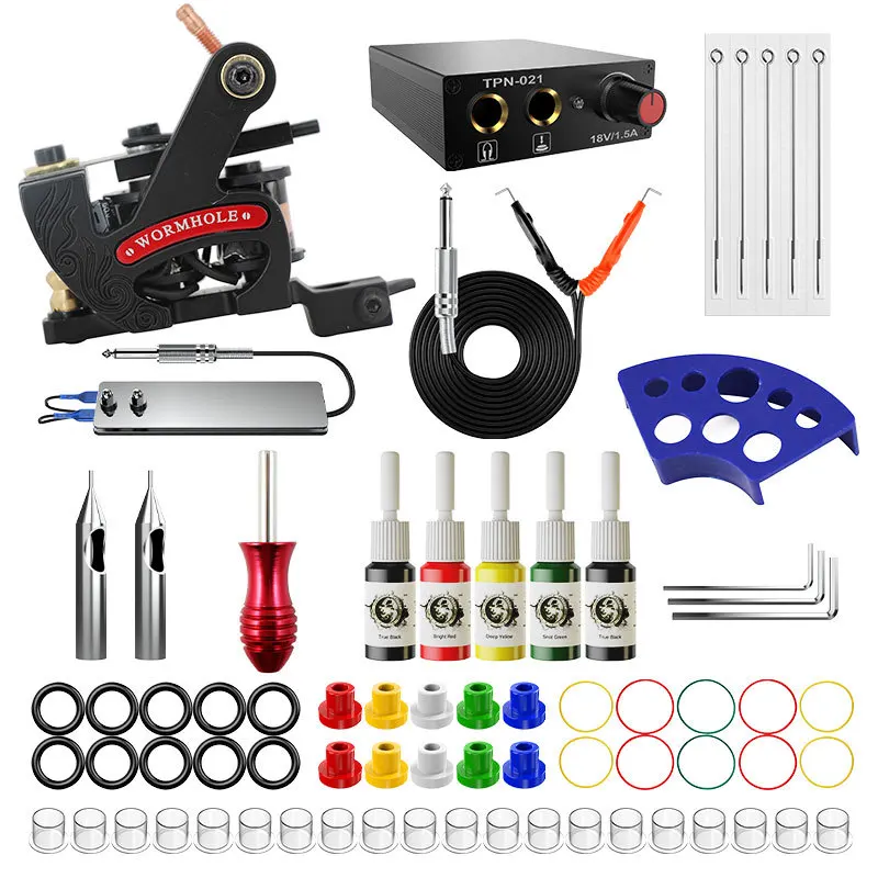 

Professional Set Tattoo Motor Machine 5 Colors Tattoo Pigment Tattoo Ink Needle Gun Permanent Makeup Art