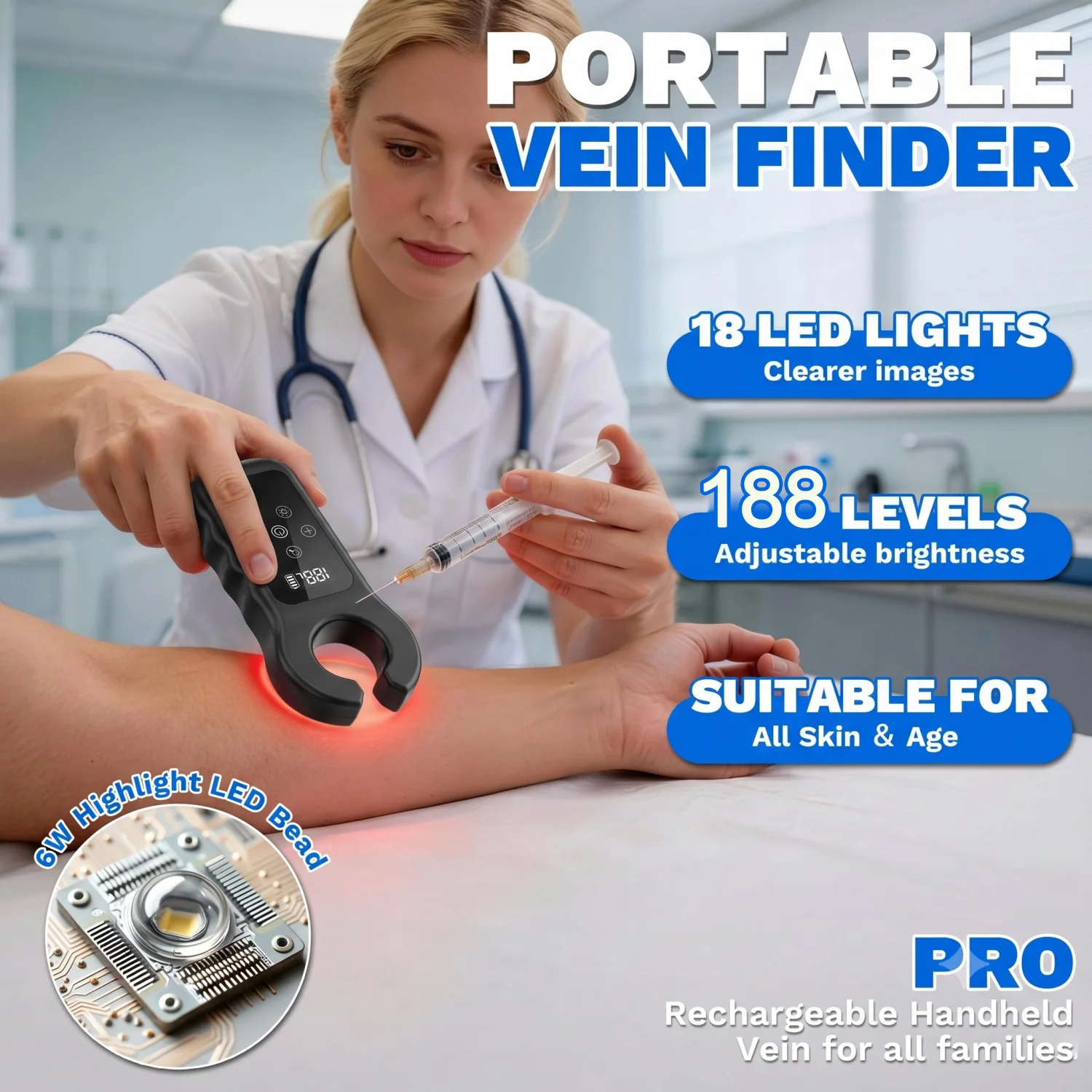 Handheld Infrared Vein Detector Medical Blood Vessel Locator Machine LED Vein Scanner Portable Vein Finder Device Lamp USB