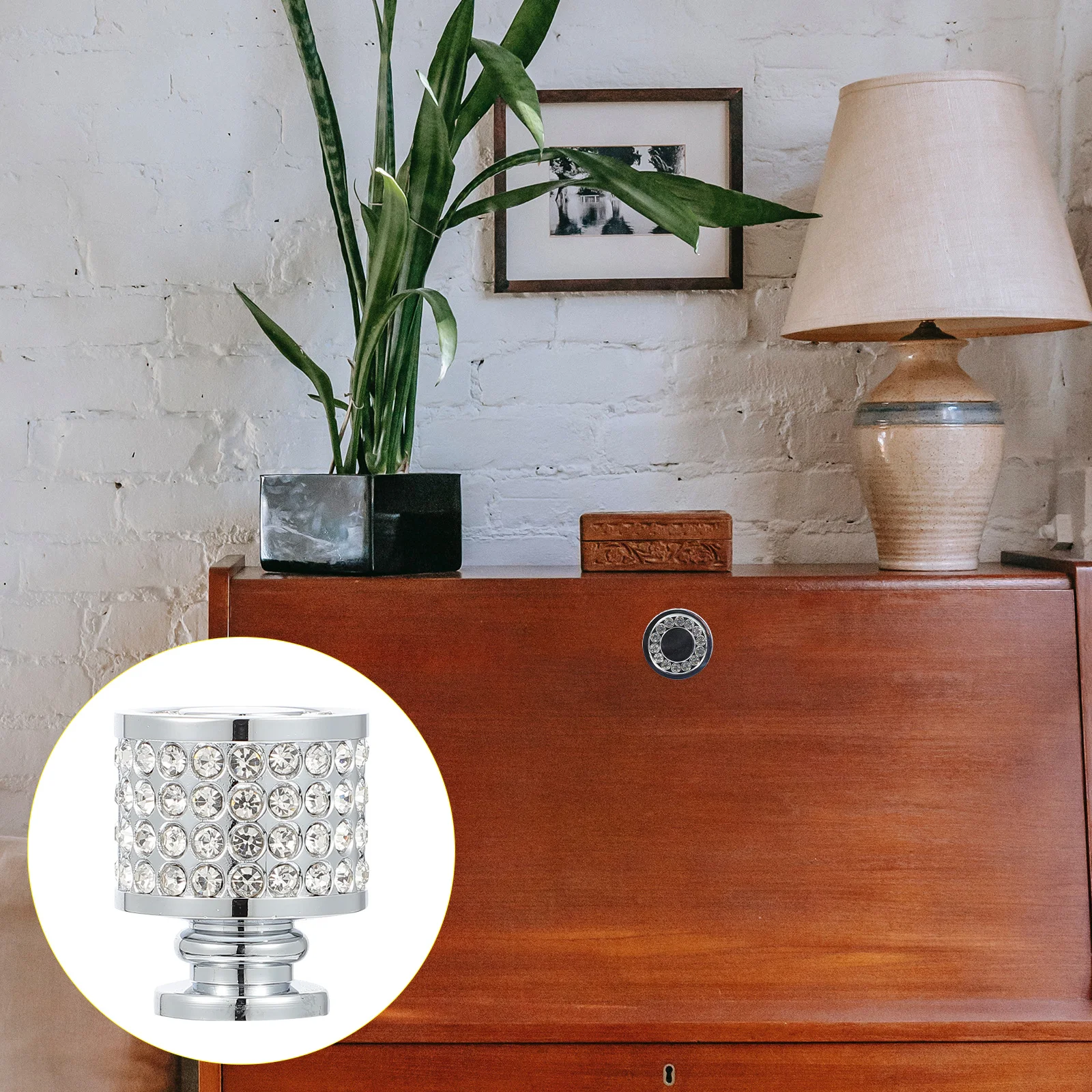 

Zinc Alloy Single-Hole Pull Handle Cabinet Drawer Wardrobe Shoe Cabinet Door Knob Diamond-Studded Rhinestone Pull Handle