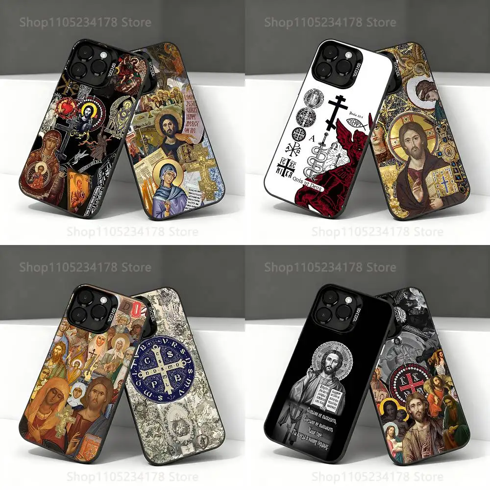 

Orthodox Cross Icon Church ART Phone Case For iPhone 17,16,15,14,13,12,11,Pro,Max,Plus,E,Air,Mini Black IMD Cover