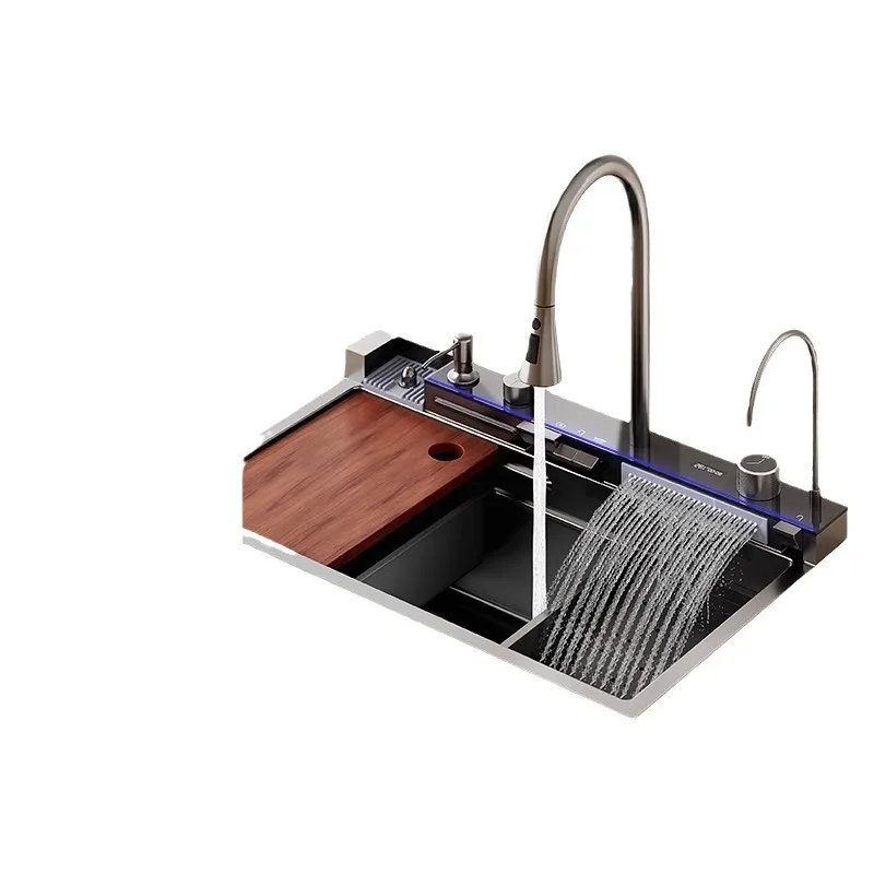 

Sink large single slot, thickened 5MM stainless steel piano button kitchen sink