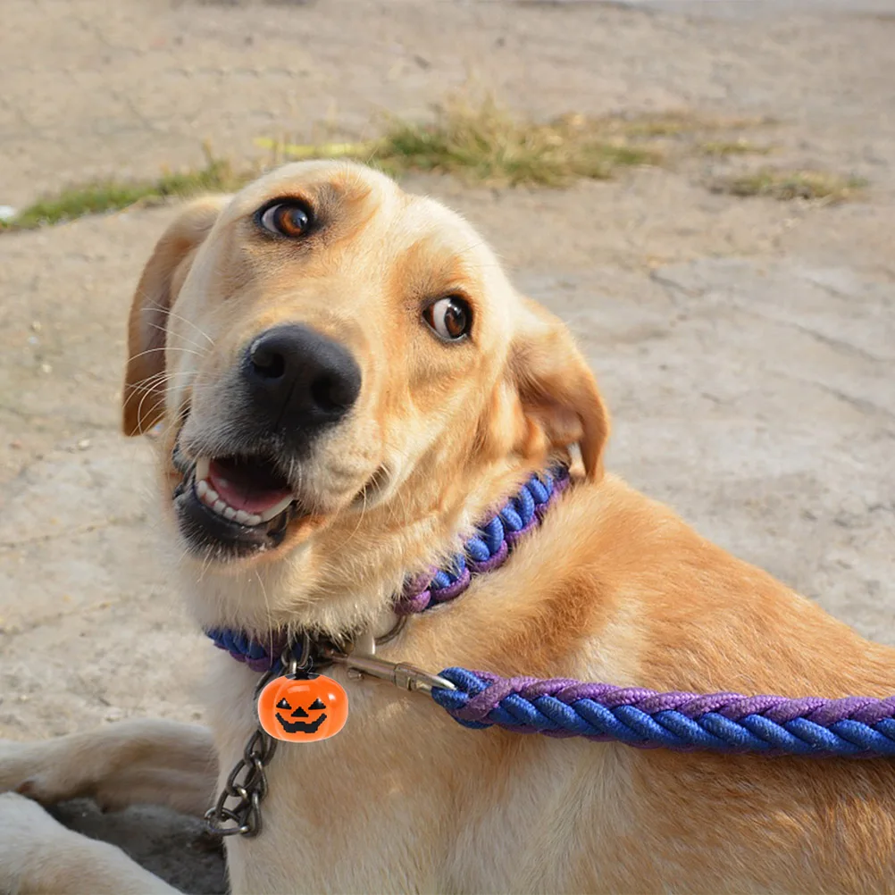 

4pcs Pumpkin Shape Cartoon Pendant Pet Necklace Accessories for Halloween Decoration (Orange)