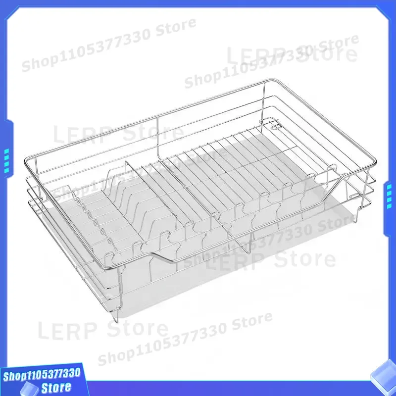 Modern Kitchen Metal Storage Rack Single Layer Hidden Pull Out Wire Basket Organizer Simple Aesthetic Cabinet Drawer System