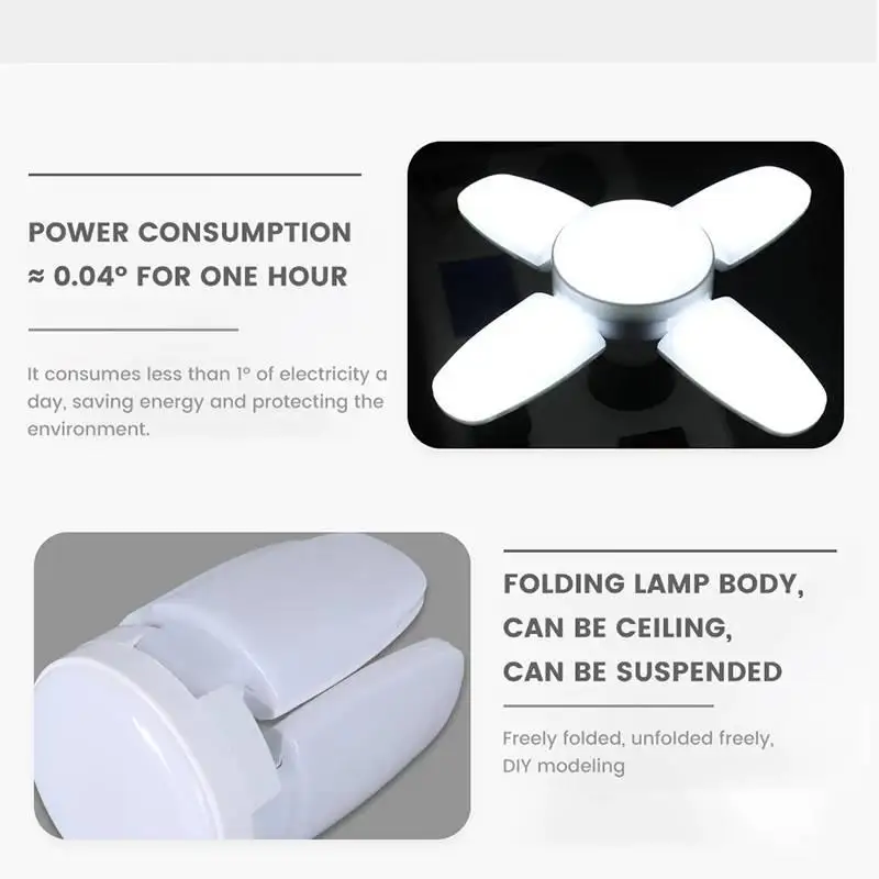 E27 Fan Shape Foldable LED Bulb AC85-265V 170V-265V Deformation For Home Ceiling Lights Warehouse And Garage White Light Bulb