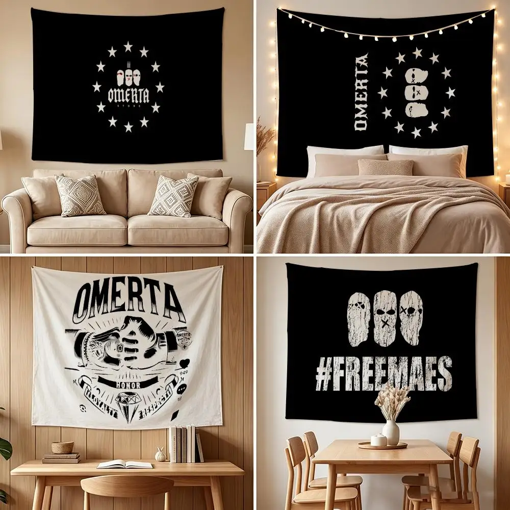 M-Maes O-Omerta Tapestry Custom Living Bedroom Party Dormitory Interior Wall Bohemian Decoration Attached Clip
