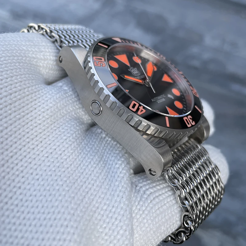 ساعة غواص رجالية من STEELDIVE 46.5 ملم ساعة يد ميكانيكية أوتوماتيكية 2000 متر مقاومة للماء C3 مرآة ياقوت مضيئة NH35 حافة سيراميك