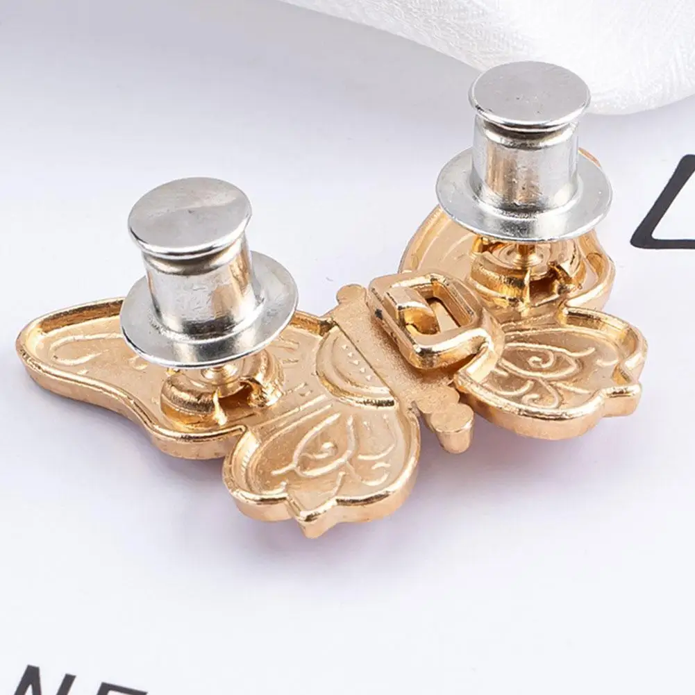 Butterfly Pants Waist Tightener Detachable Alloy Butterfly Jean Buttons Clips No Sew No Tools Women Jeans Waist Adjuster
