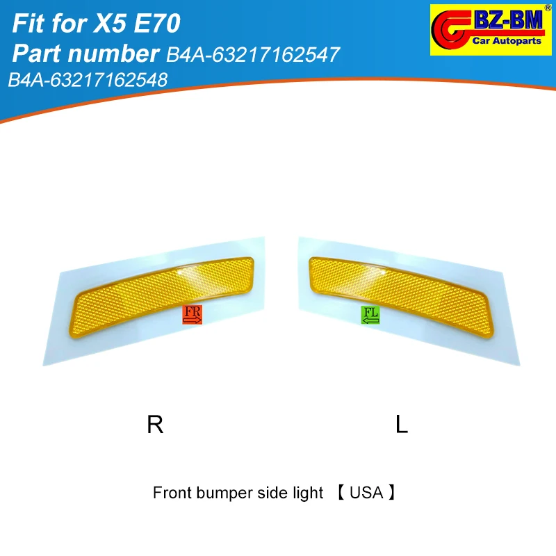 

Для Bmw X5 E70 передний бампер номерного знака, боковой габаритный фонарь, лампа OEM 63147162547 63147162548, автомобильные боковые фонари