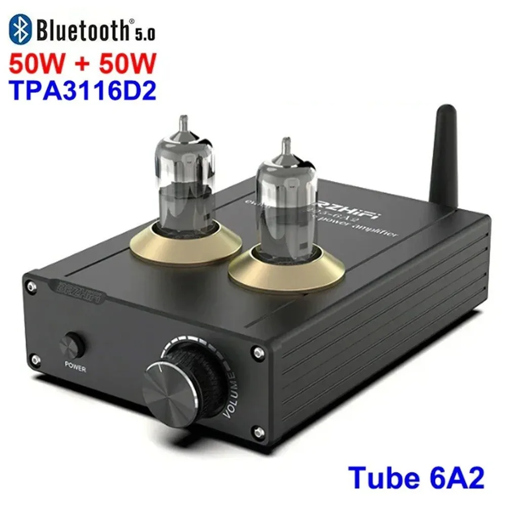 2*50W TPA3116D2 Bluetooth 5.0 Vacuum Tube Amplifier Stereo Digital TPA3116 6A2 Audio Power Preamplifier HiFi Class D Aux