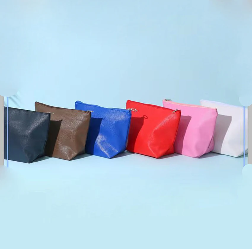 

DHL100pcs Women PU Plain Waterproof Protable Light Makeup Bag Mix Color