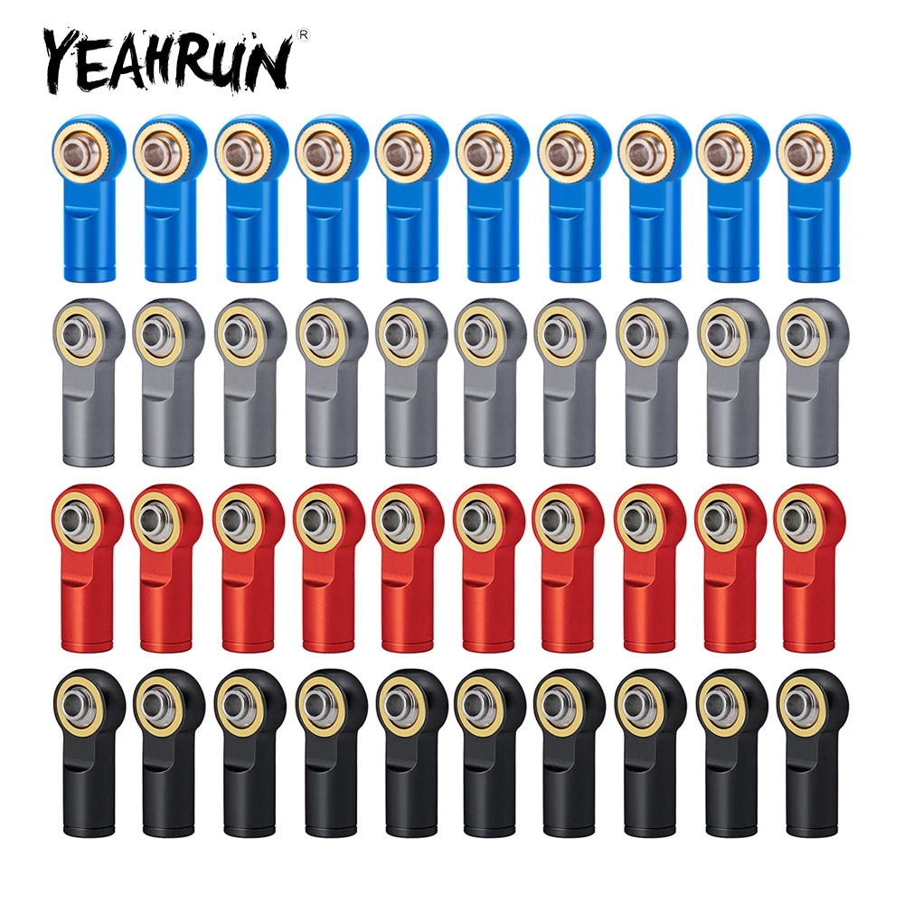 YEAHRUN 10Pcs 22mm M4 Metal Alloy Tie Rod Ball Head End Joint Counter Clock-wise Thread for Axial SCX10 1/10 RC Car Truck Model