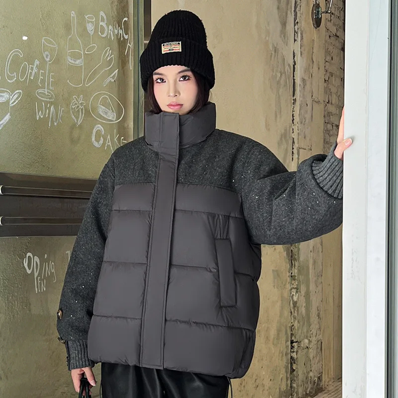 Parkas Women Short Coats Zipper Jackets Thick Warm Y2k Streetwear Stand Collar Elegant Jacket Work Coat Autumn Winter 2025