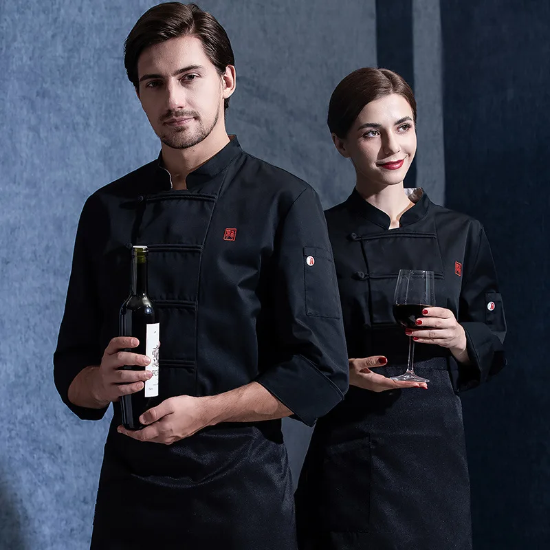 2021ใหม่เชฟโรงแรม Overalls แขนยาวฤดูใบไม้ร่วงและฤดูหนาวเสื้อผ้าผู้ชาย Dining Canteen Kitchen เบเกอรี่ทำงาน