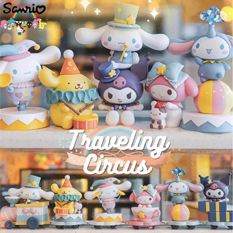 Sanrio Familie Blind Box Parade Circus Kuromi Cinnamoroll My Melody Pompompurin Verjaardagscadeau Kinderspeelgoed Kawaii Anime