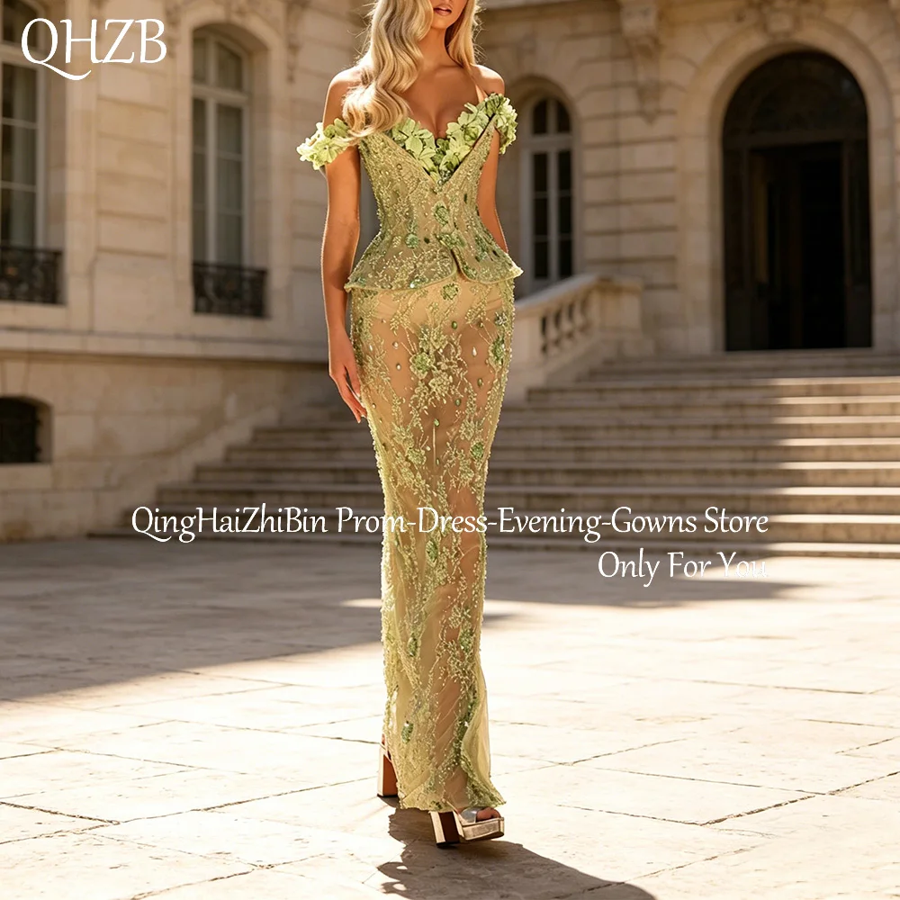 

Customize Green Luxury Beads Evening Dresses for Special Occasions Lace Floor-Length Mermaid Women Gala Prom Party Dress 2026