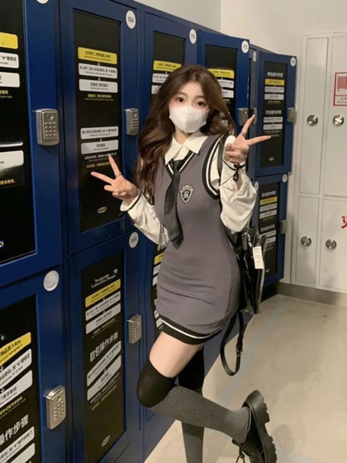 

American Sle Spicy Girl School orm Dr Set Women's Sweet Spicy JK orm irt Vest Dr Fake Two-Piece Set