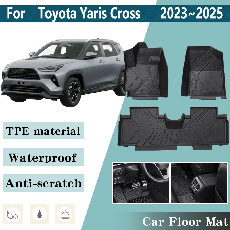 RHD Car Floor Mat for Toyota Yaris Cross Accessories 2023 2024 2025 Non GR Foot Panel Liner Carpet Waterproof Mats Accessories